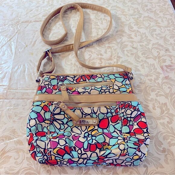 Nicole Miller Crossbody Handbag Bright Colors Many Compartments Gorgeous - Picture 1 of 6